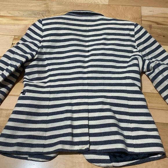 Striped Navy and White Women's Blazer - Picture 3 of 16